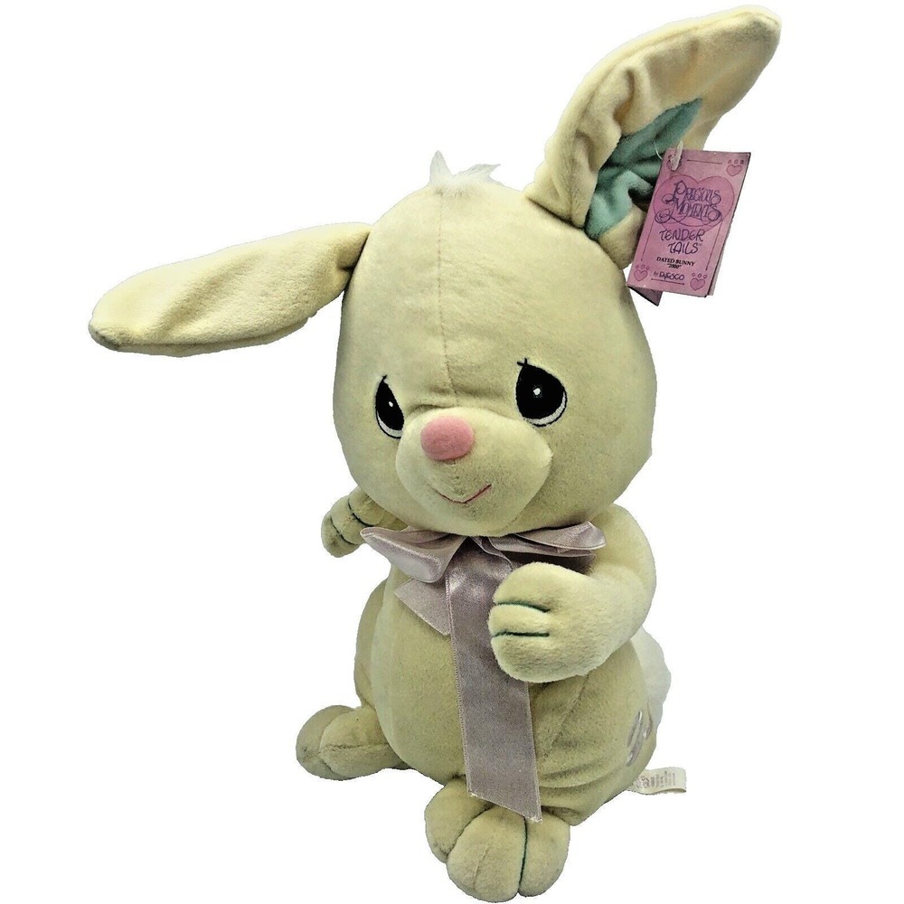 Vintage Enesco Tender Tails‎ Precious Moments Yellow Bunny Rabbit Easter Plush